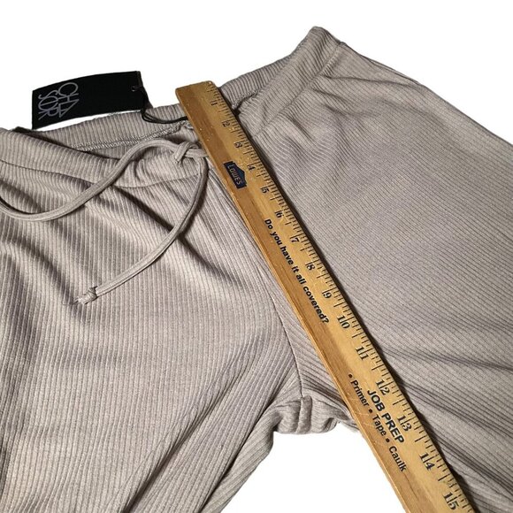 Chaser Women's Ribbed Knit Jogger Pants with Drawstring Waist Size S Beige - Picture 4 of 7